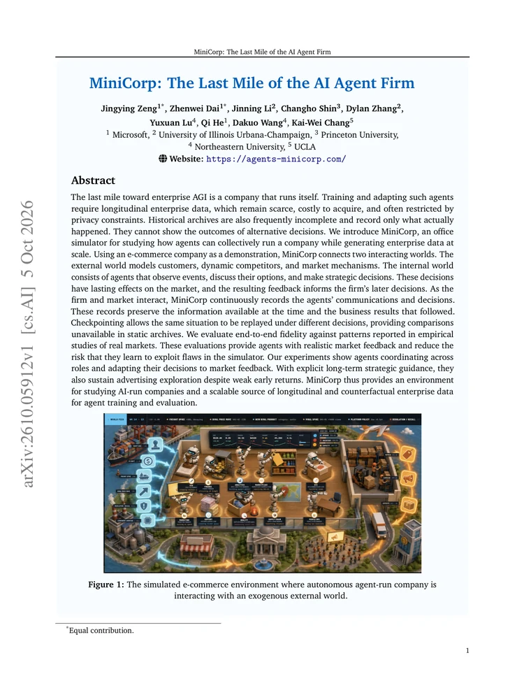 First page of MiniCorp: The Last Mile of the AI Agent Firm